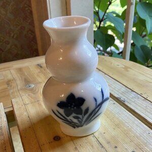 Vintage Kwangdong Blue White Ceramic Bud Vase With Floral Design Miniature